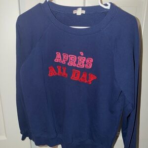 J. Crew Crew Cuts Navy Sweatshirt with Red 'Après All Day' Text